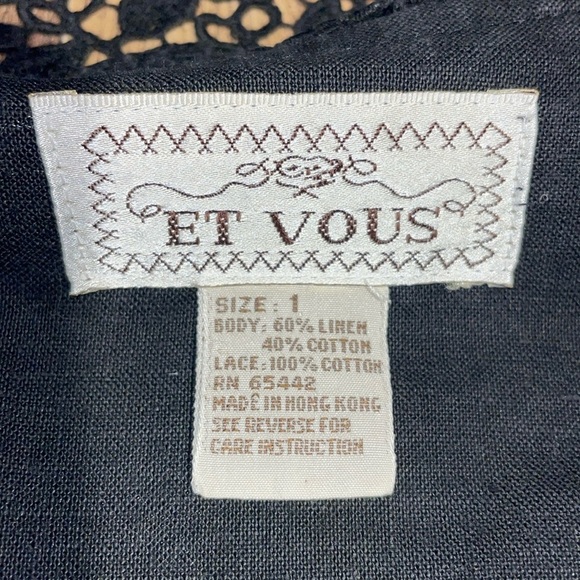 ET VOUS Cotton/Linen Blend Button down black shirt.  Size 1X. - Picture 2 of 7